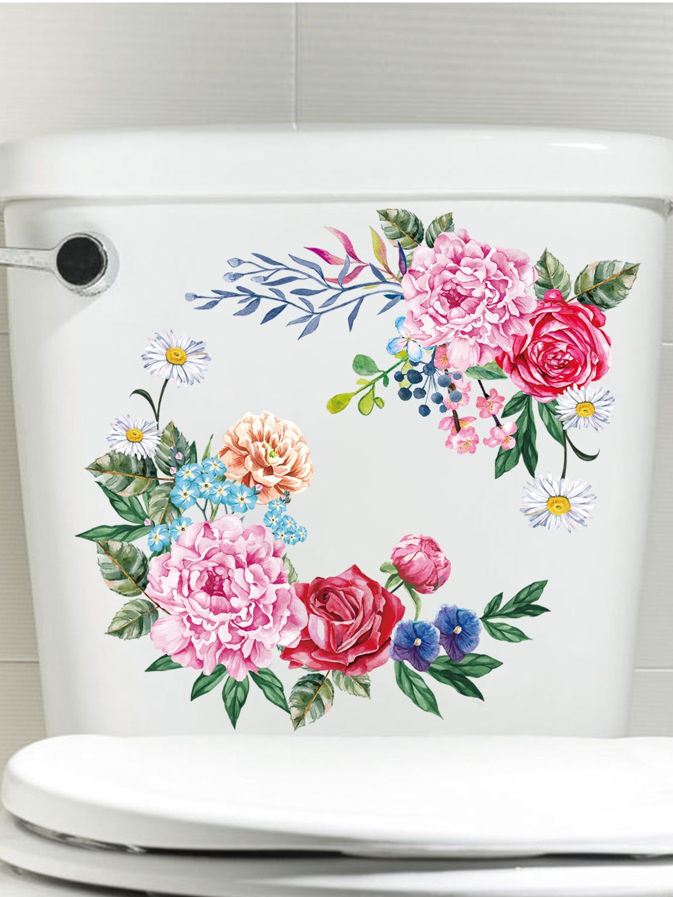 art- Floral Pattern Toilet Lid Decal