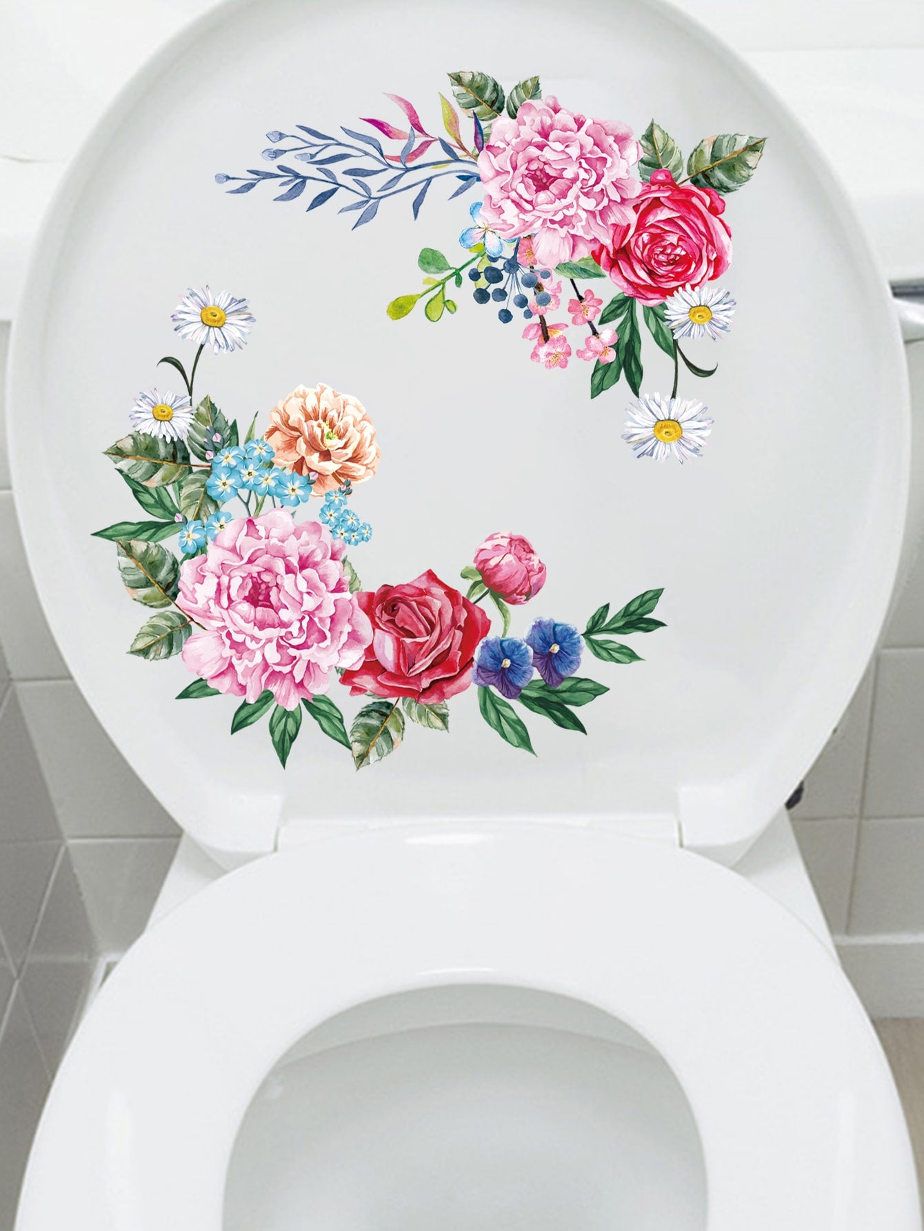 art- Floral Pattern Toilet Lid Decal