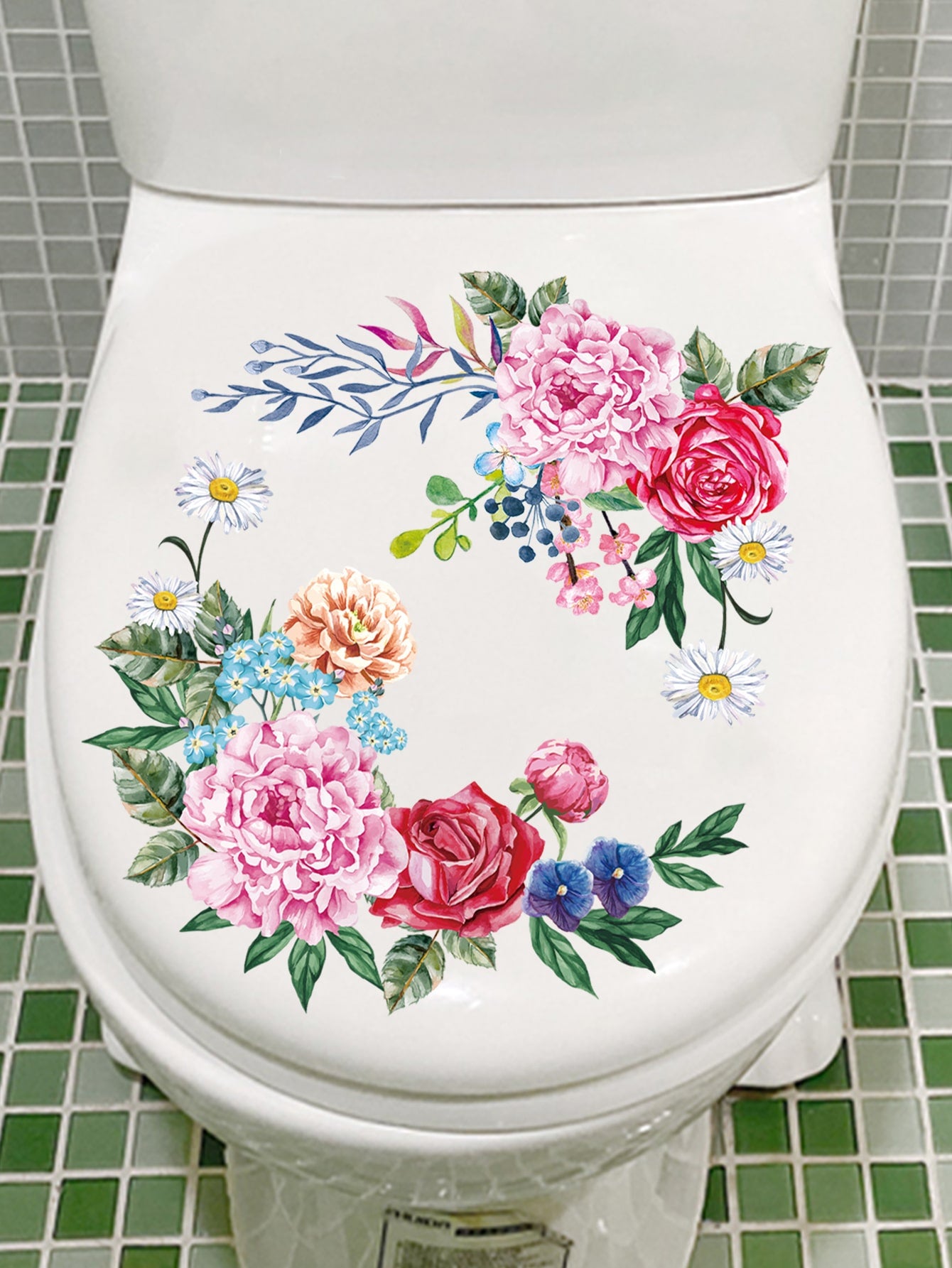 art- Floral Pattern Toilet Lid Decal