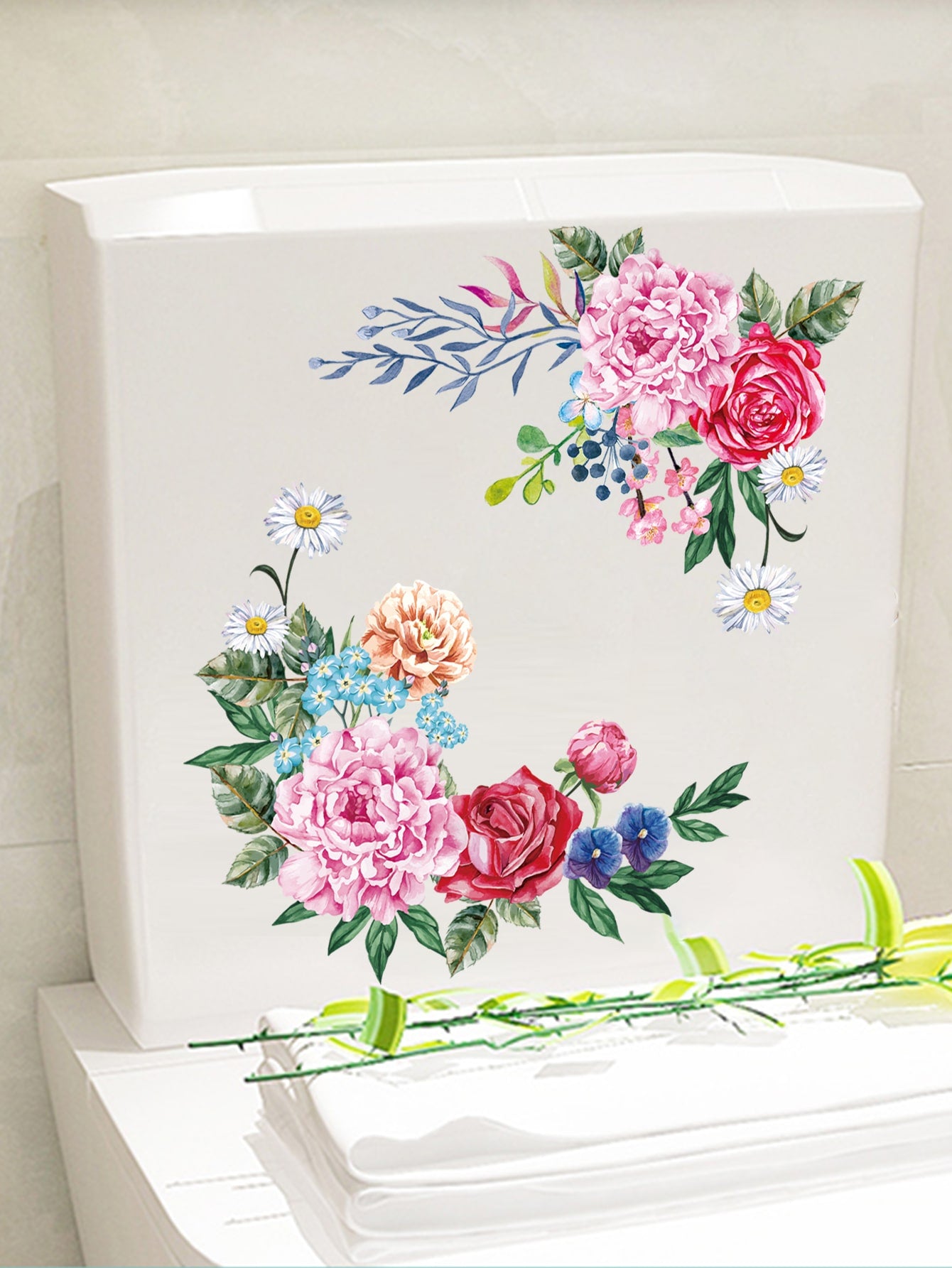 art- Floral Pattern Toilet Lid Decal