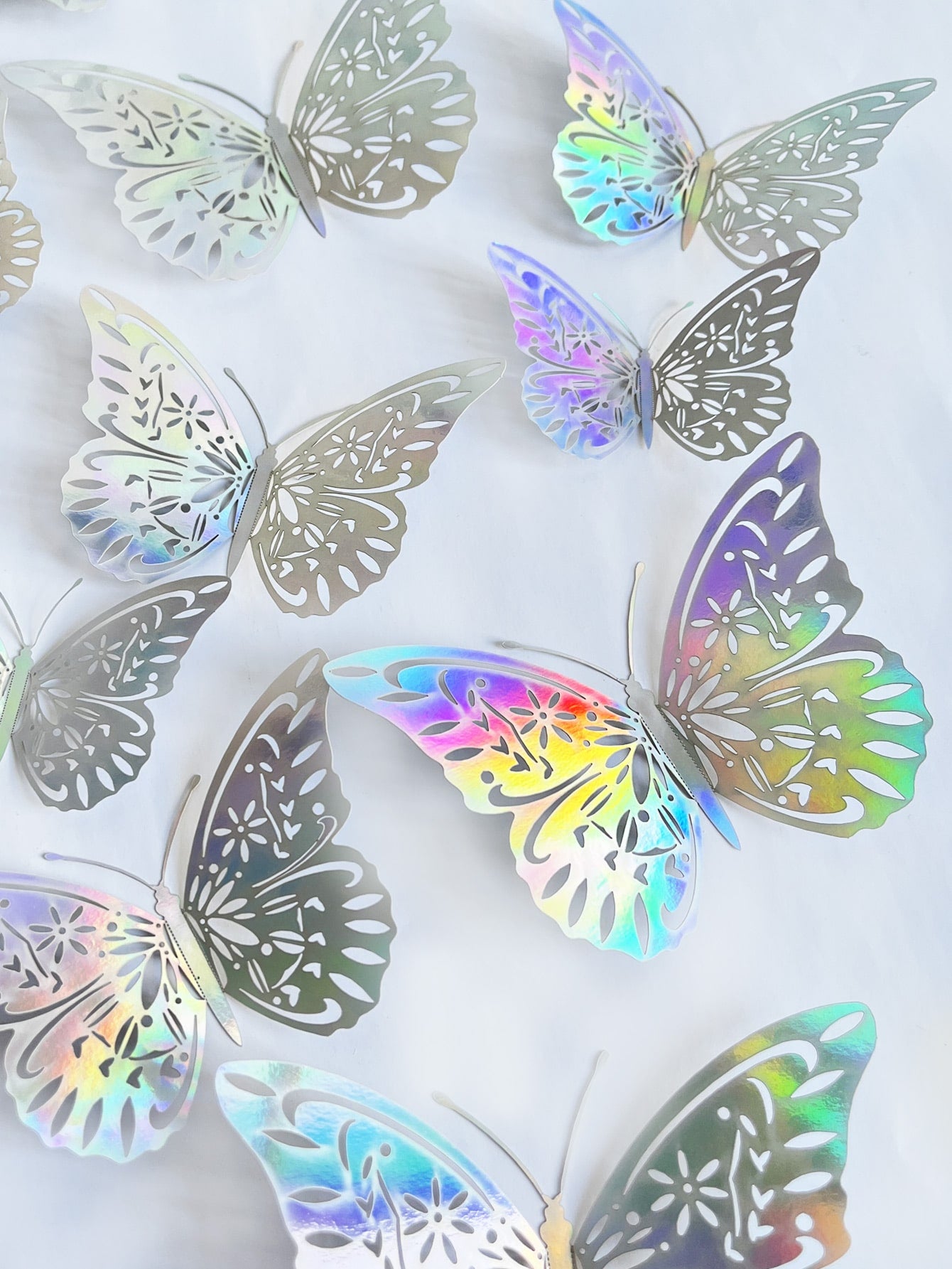 art- 12pcs 3D Butterfly Wall Sticker, Purple Hollow PVC Butterfly Sticker For Home Decor