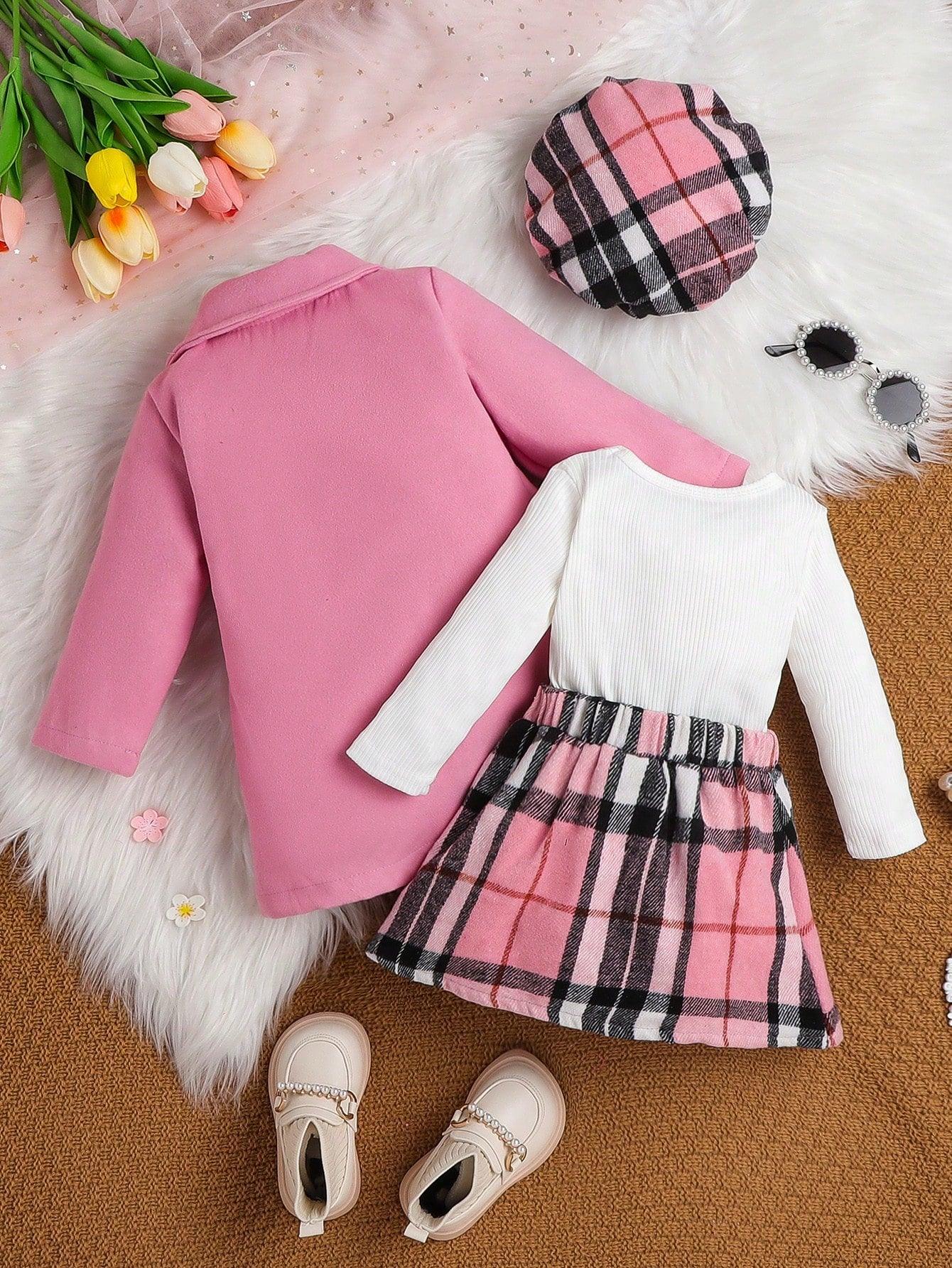 1- Baby Girls 3-Piece Autumn/Winter Outfit, 2023 New Fashion Children's Suit - Skirt, Academic Style JK Uniform, Princess Dress, For Christmas - Smartify4u