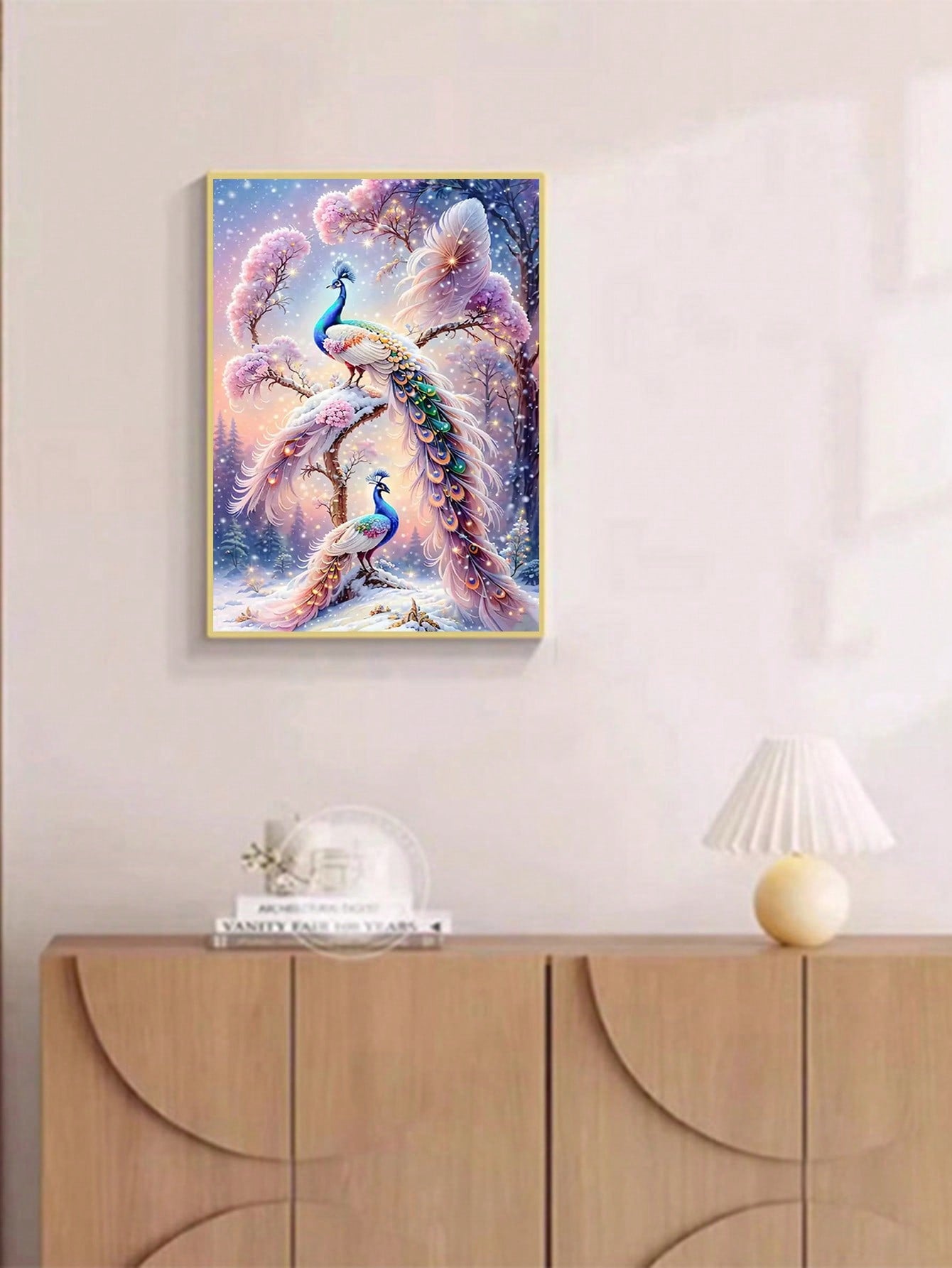 art- Diamond Painting - Magic Cube Diamond - Full Drill, 1 Set, 30*40cm, Animal Peacock Design