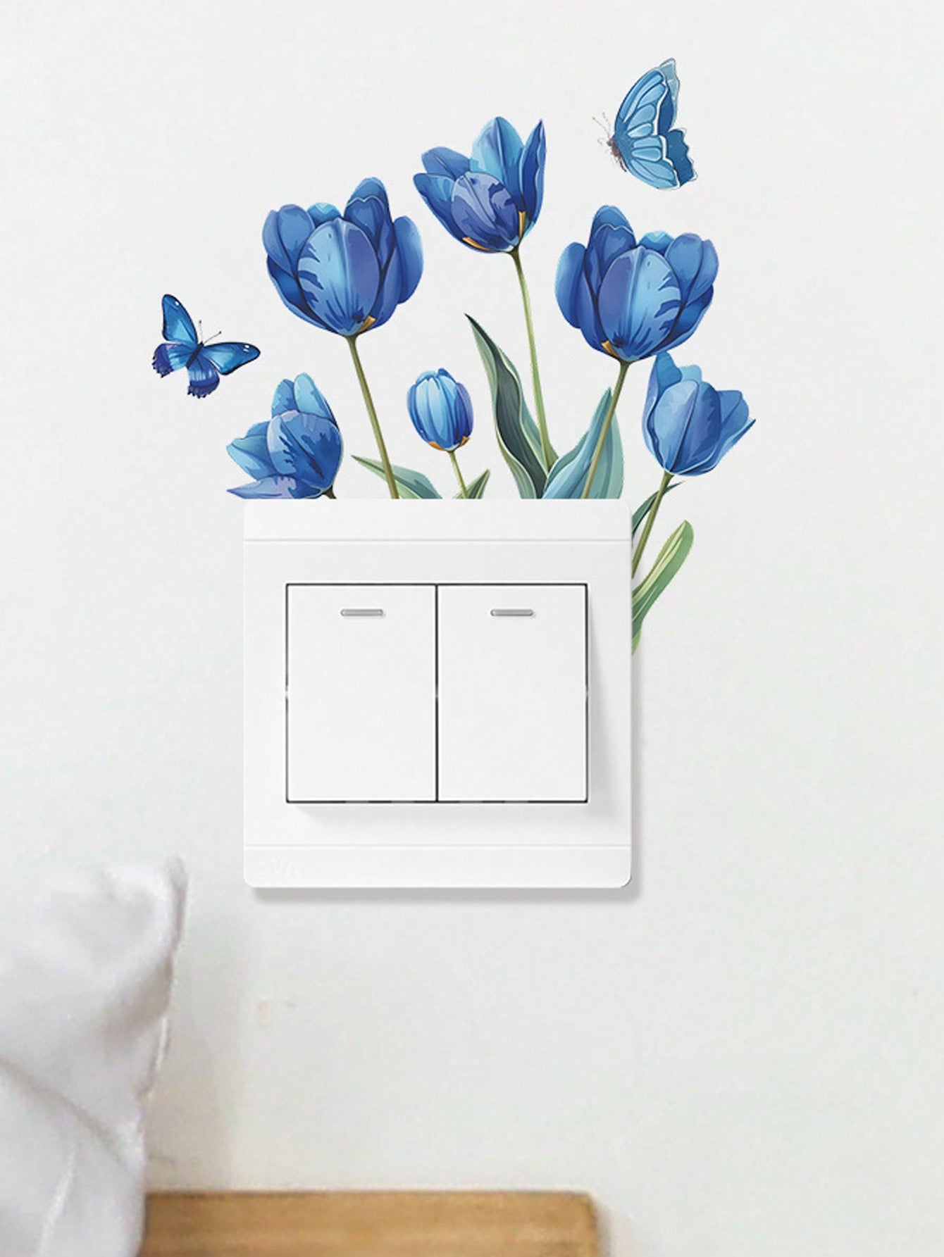 art- 1pc INS Style Flower Switch Sticker, Self-Adhesive Wall Decal For Living Room Entrance Home Decoration