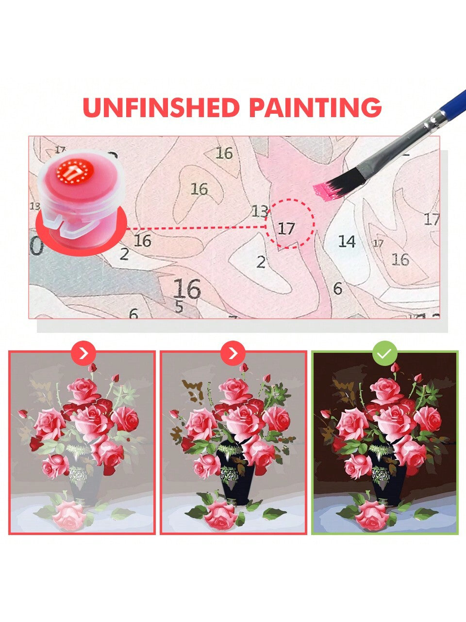 art- art- 1pc Coloring by Numbers Rose Lily Acrylic Paint Drawing on Canvas Painting Kits Picture