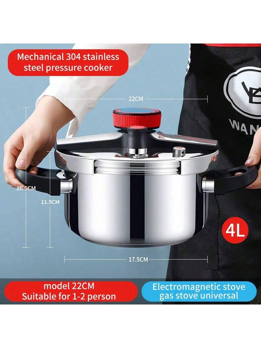 304 Stainless Steel Explosion-Proof Pressure Cooker,Suitable For Gas Stove, Induction Cooktop, Fast Cooking Soup Pot - Smartify4u