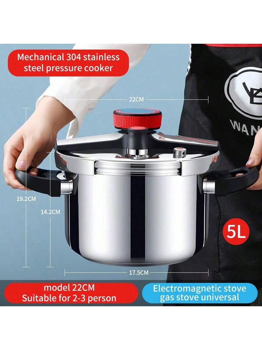 304 Stainless Steel Explosion-Proof Pressure Cooker,Suitable For Gas Stove, Induction Cooktop, Fast Cooking Soup Pot - Smartify4u