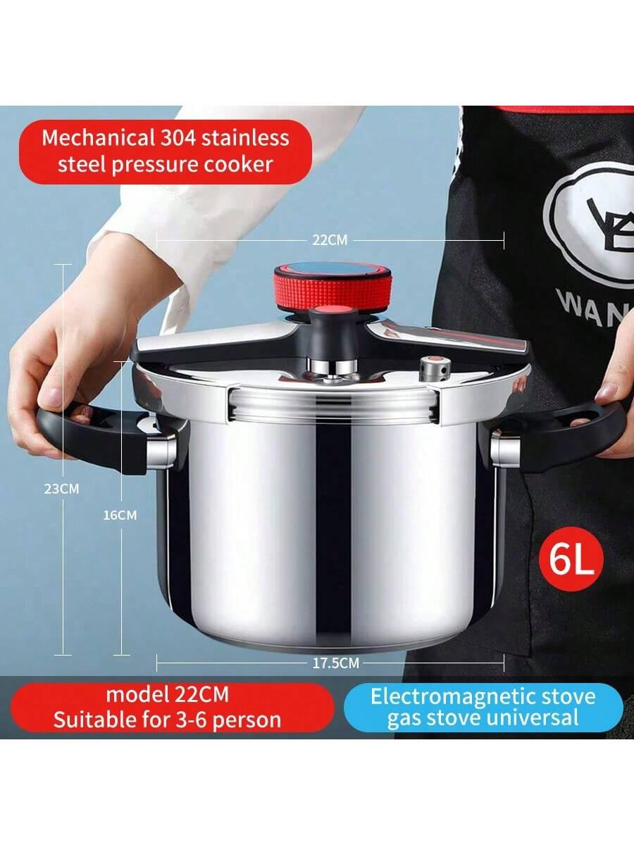 304 Stainless Steel Explosion-Proof Pressure Cooker,Suitable For Gas Stove, Induction Cooktop, Fast Cooking Soup Pot - Smartify4u