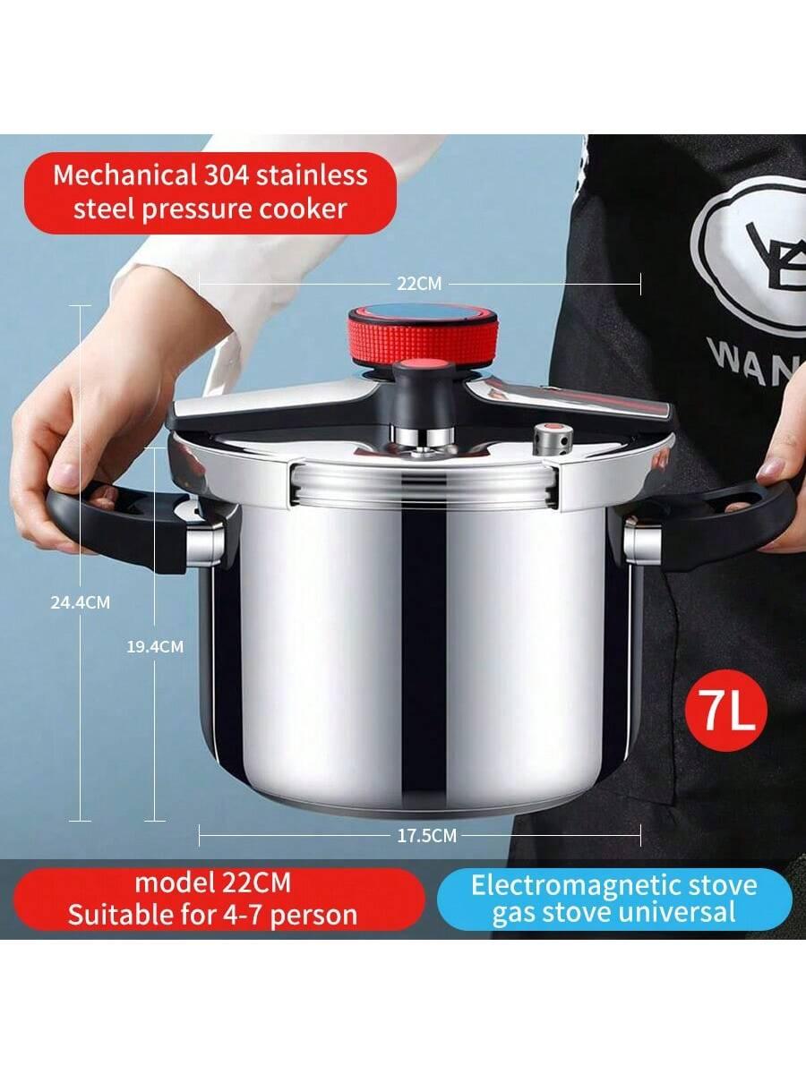 304 Stainless Steel Explosion-Proof Pressure Cooker,Suitable For Gas Stove, Induction Cooktop, Fast Cooking Soup Pot - Smartify4u