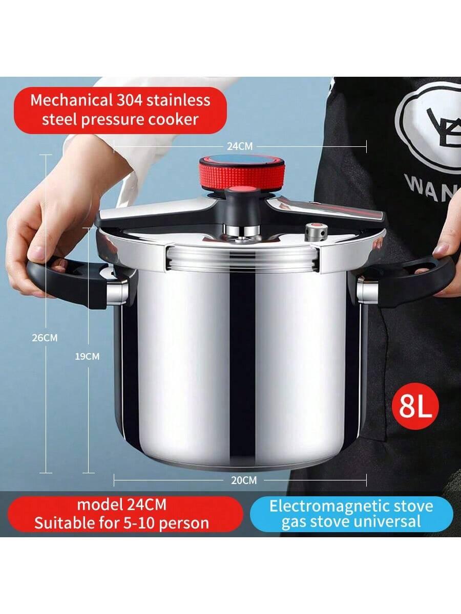 304 Stainless Steel Explosion-Proof Pressure Cooker,Suitable For Gas Stove, Induction Cooktop, Fast Cooking Soup Pot - Smartify4u