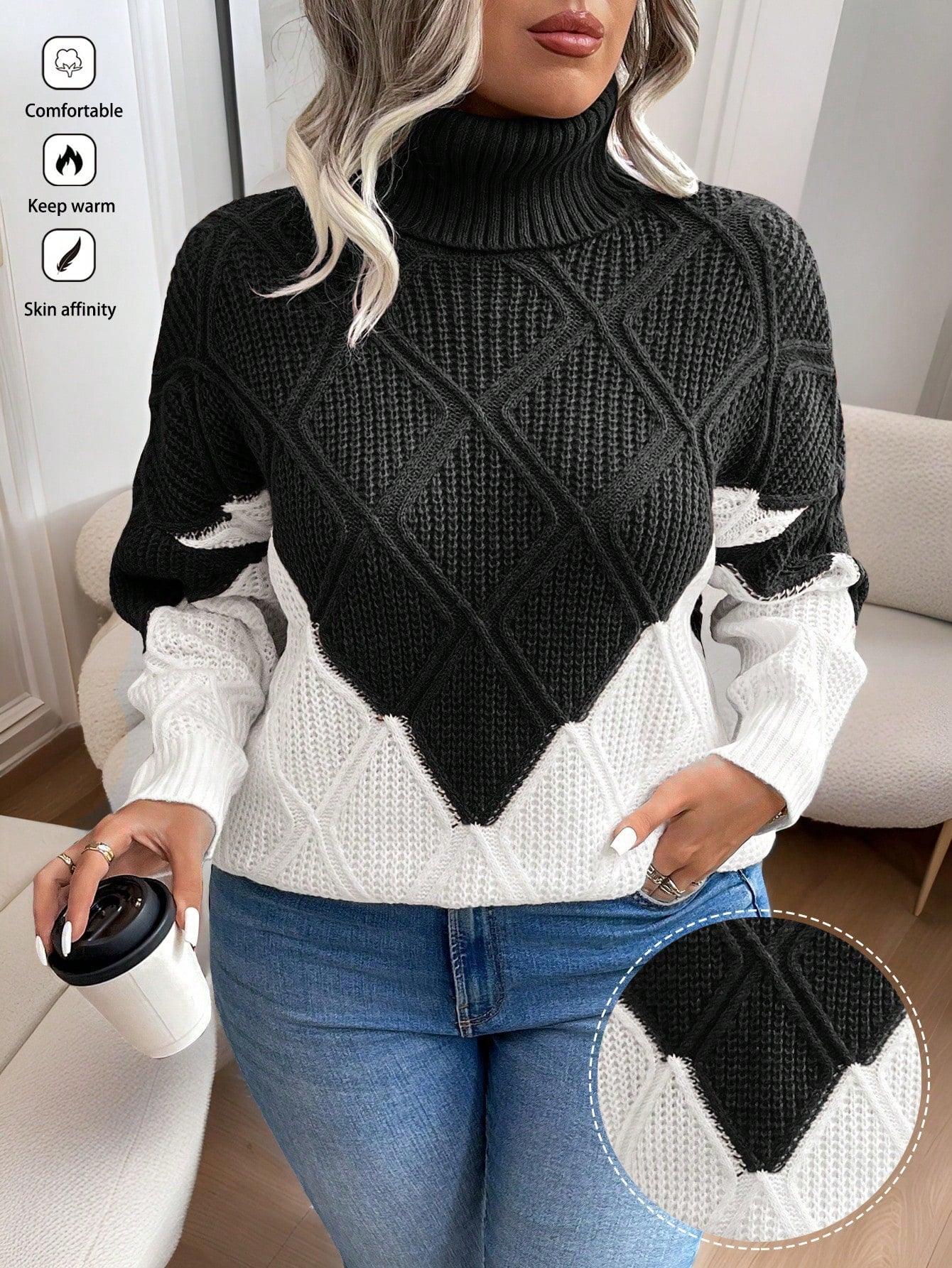 01- Essnce Plus Size Mock Neck Sweater, Fashion Casual Pullover For Everyday Wear, For Winter - Smartify4u