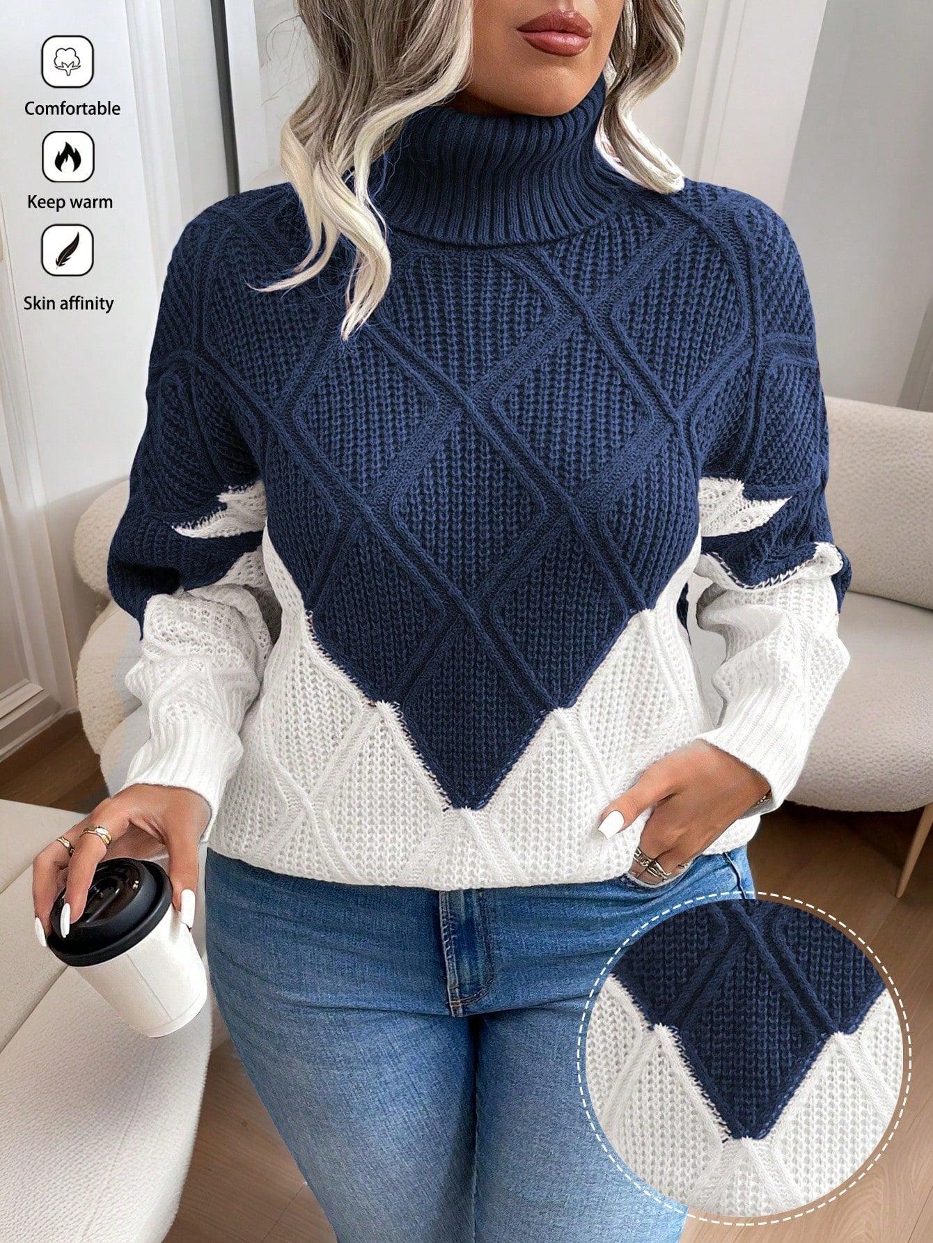 01- Essnce Plus Size Mock Neck Sweater, Fashion Casual Pullover For Everyday Wear, For Winter - Smartify4u