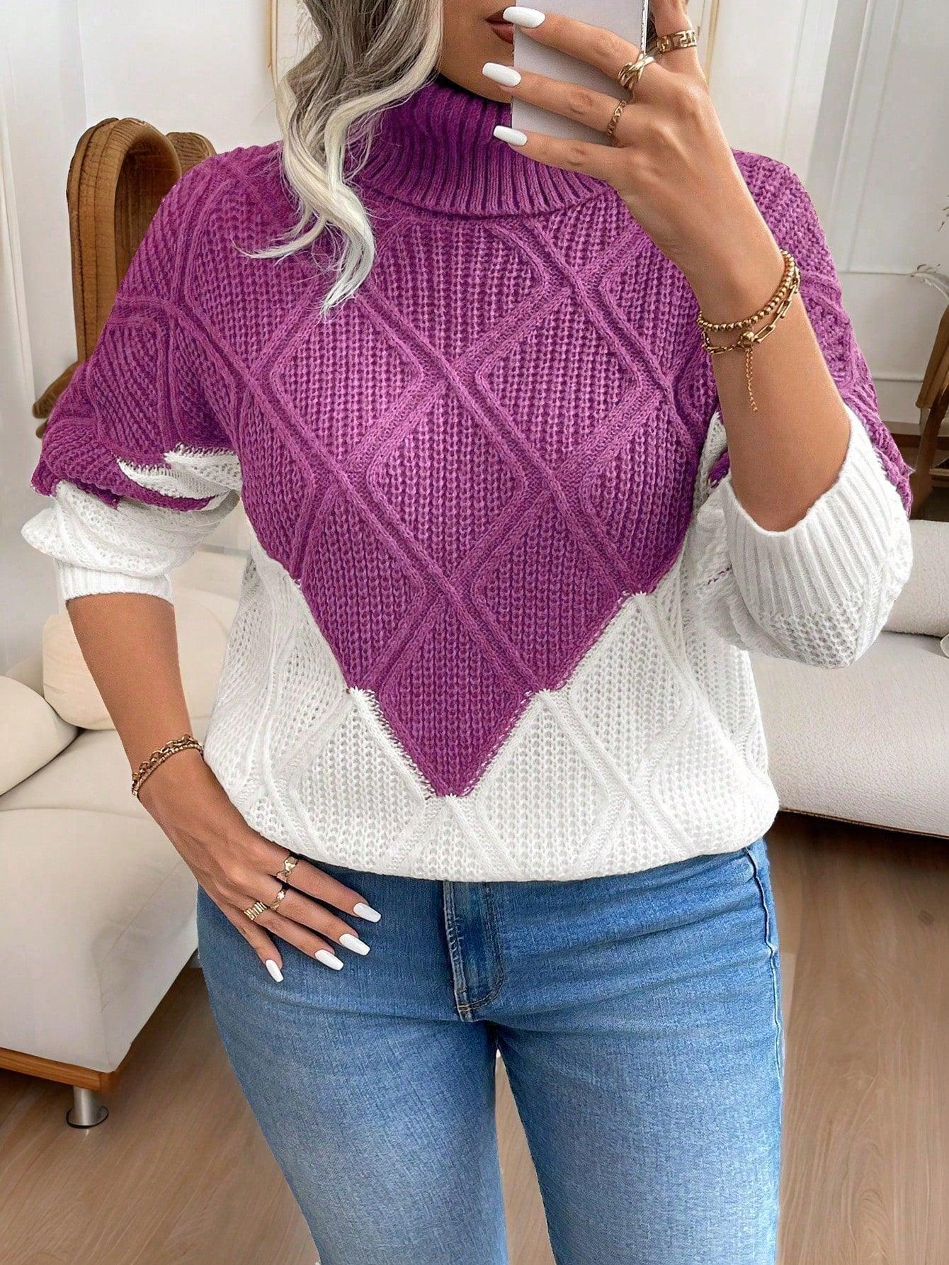 01- Essnce Plus Size Mock Neck Sweater, Fashion Casual Pullover For Everyday Wear, For Winter - Smartify4u