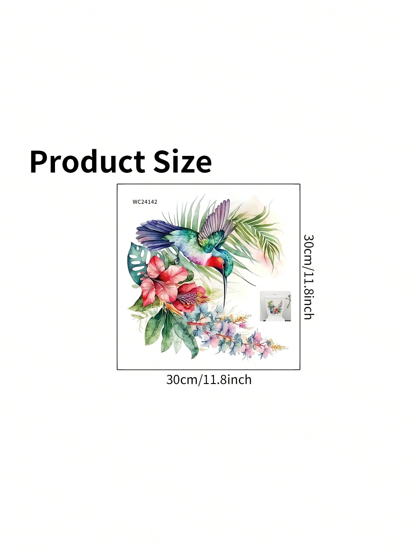 art- 1pc PVC Toilet Lid Decal, Bird & Floral Pattern Toilet Stool Commode Sticker For Bathroom