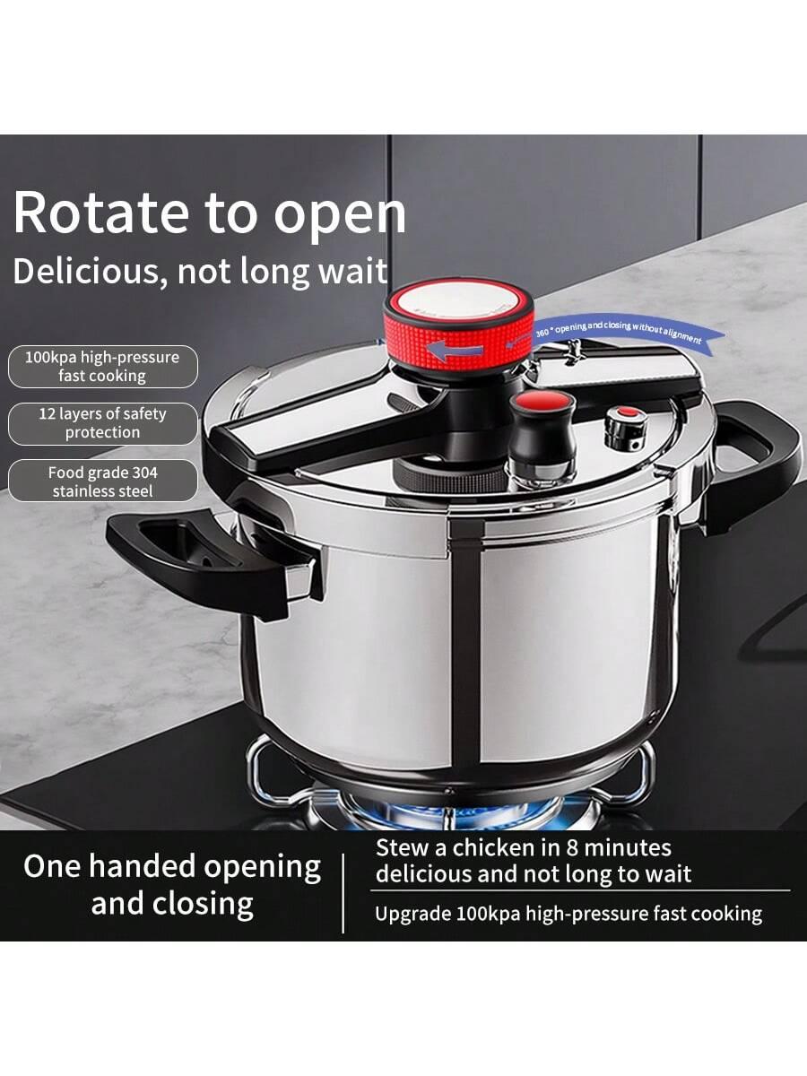 304 Stainless Steel Explosion-Proof Pressure Cooker,Suitable For Gas Stove, Induction Cooktop, Fast Cooking Soup Pot - Smartify4u