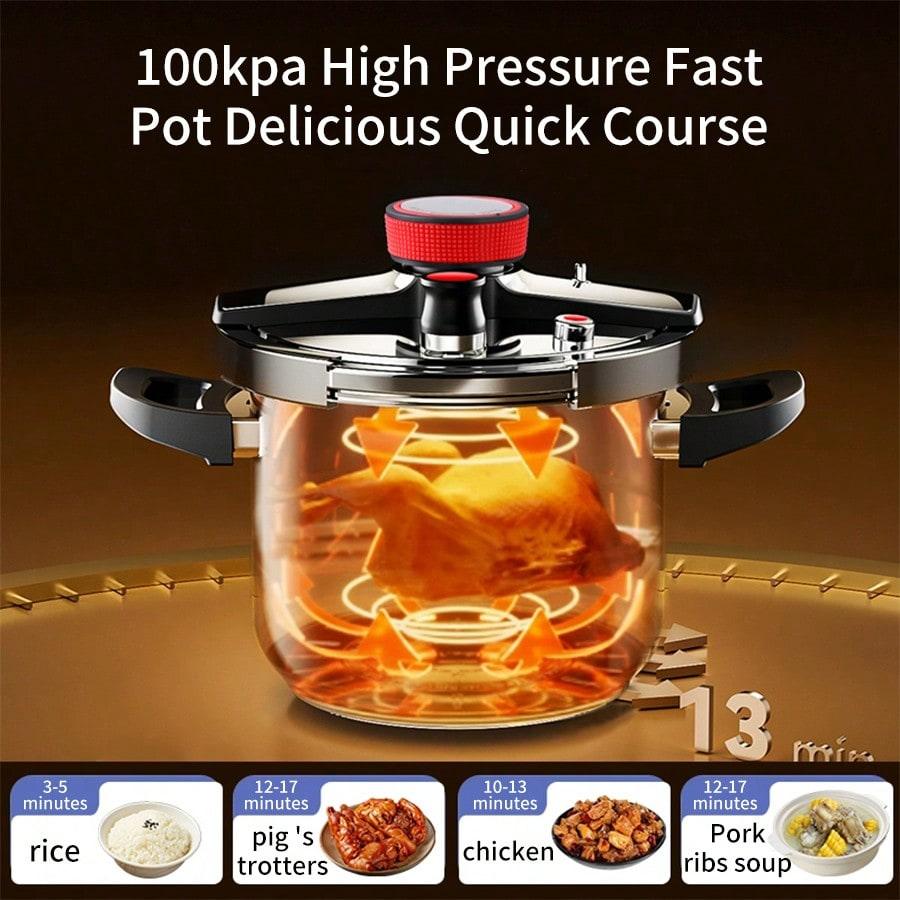 304 Stainless Steel Explosion-Proof Pressure Cooker,Suitable For Gas Stove, Induction Cooktop, Fast Cooking Soup Pot - Smartify4u