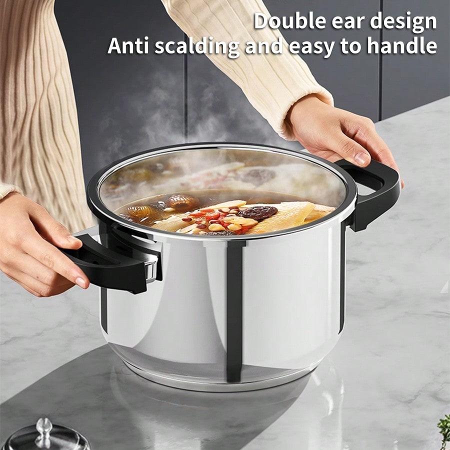 304 Stainless Steel Explosion-Proof Pressure Cooker,Suitable For Gas Stove, Induction Cooktop, Fast Cooking Soup Pot - Smartify4u