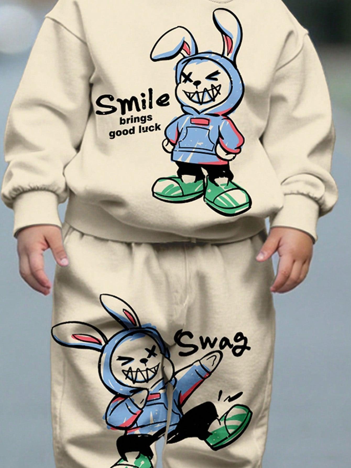 Smile Brings Good Luck, Swag, Cute Bunny, Sketch Bunny, Cartoon Bunny, Doodle Bunny, Handsome Bunny, Cool, Handsome, Cute, Growing Up, Mom, Dad, And Me - Smartify4u