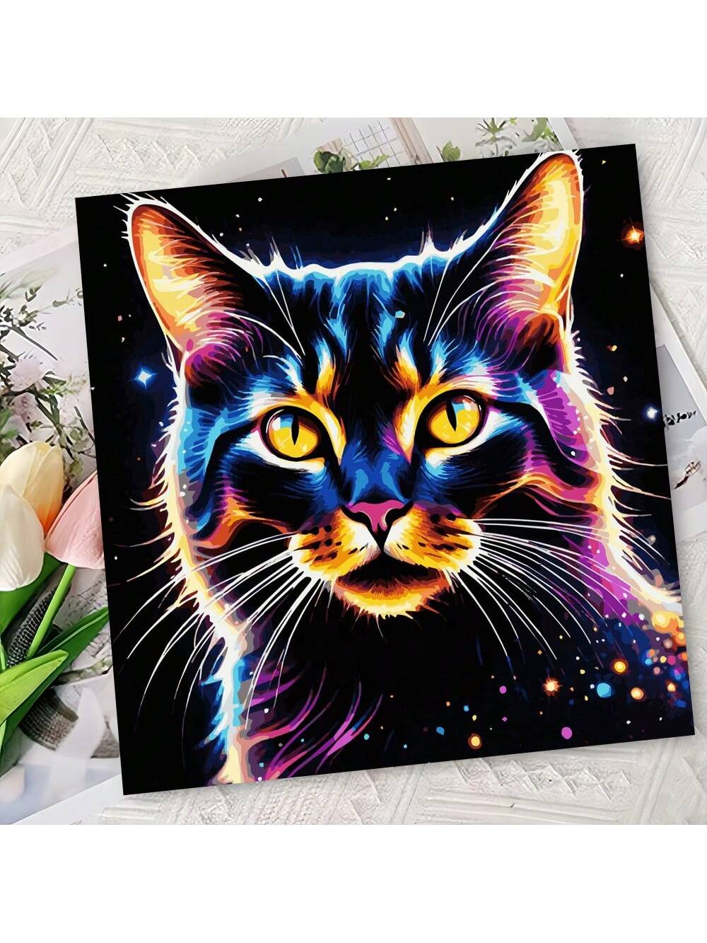 art- 1pc Pictures By Numbers Cat Kitten Tree Animal Paint Kit For Adults Drawing By Numbers Set Crafts Supplies Adults Handpainted DIY Gift Home Decoration Modern Christmas Gift