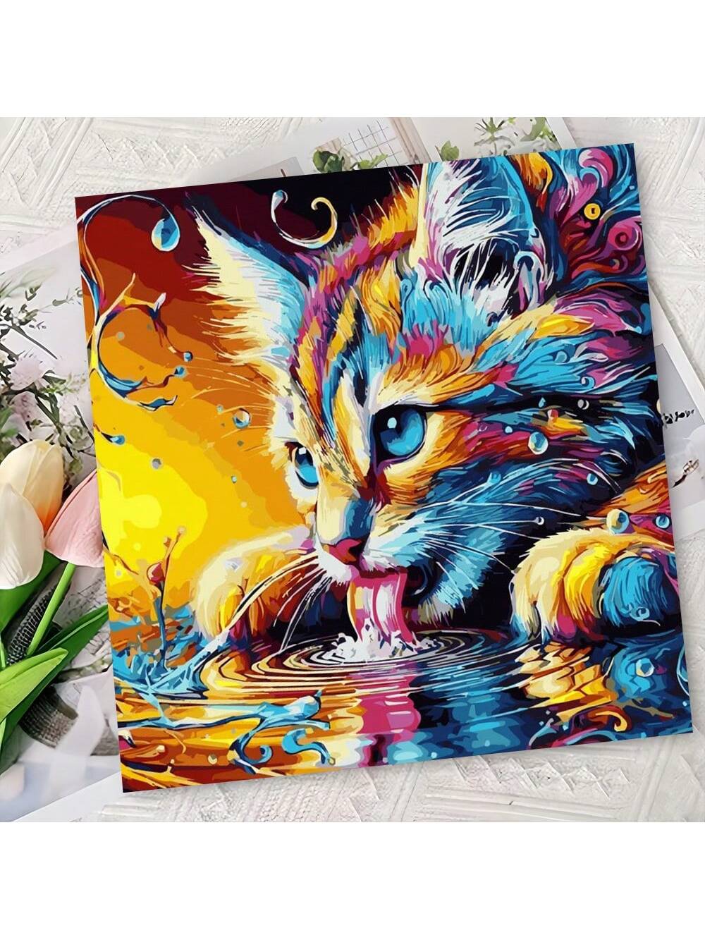 art- 1pc Pictures By Numbers Cat Kitten Tree Animal Paint Kit For Adults Drawing By Numbers Set Crafts Supplies Adults Handpainted DIY Gift Home Decoration Modern Christmas Gift