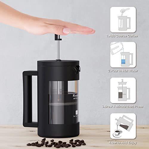 ACH- French Press Coffee Maker, Camping Plastic Glass, Medium Size Tea and Frothed Milk Press,100 Percent BPA Free Prensa Francesa, Safe,12 Oz & 21 Oz - Smartify4u