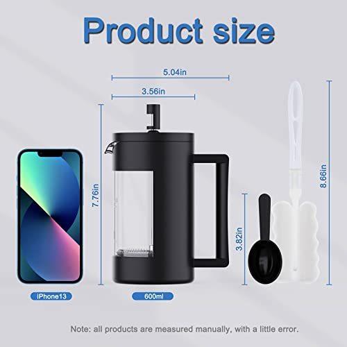 ACH- French Press Coffee Maker, Camping Plastic Glass, Medium Size Tea and Frothed Milk Press,100 Percent BPA Free Prensa Francesa, Safe,12 Oz & 21 Oz - Smartify4u