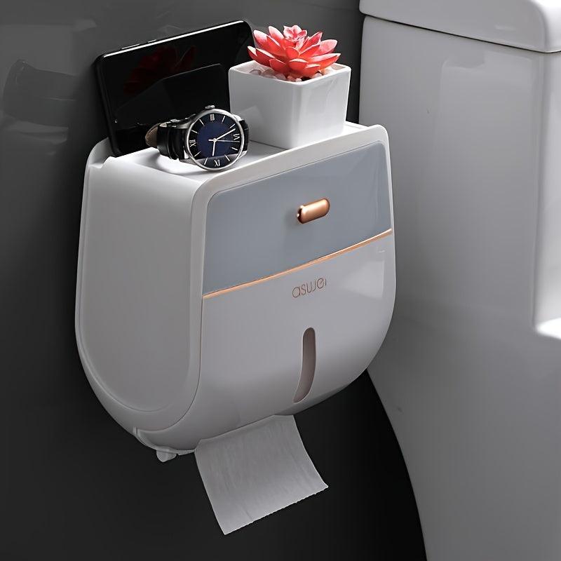 ATH- Toilet Roll Paper, Holder Large Capacity, Tissue Storage Box, Wall Mounted, Waterproof, Bathroom Accessories - Smartify4u