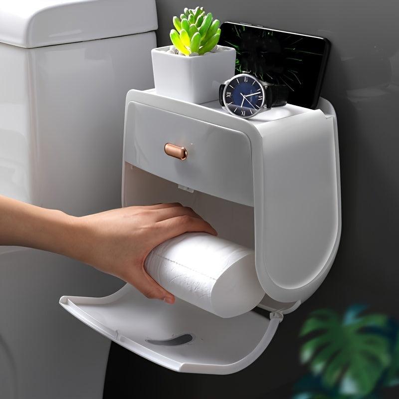 ATH- Toilet Roll Paper, Holder Large Capacity, Tissue Storage Box, Wall Mounted, Waterproof, Bathroom Accessories - Smartify4u