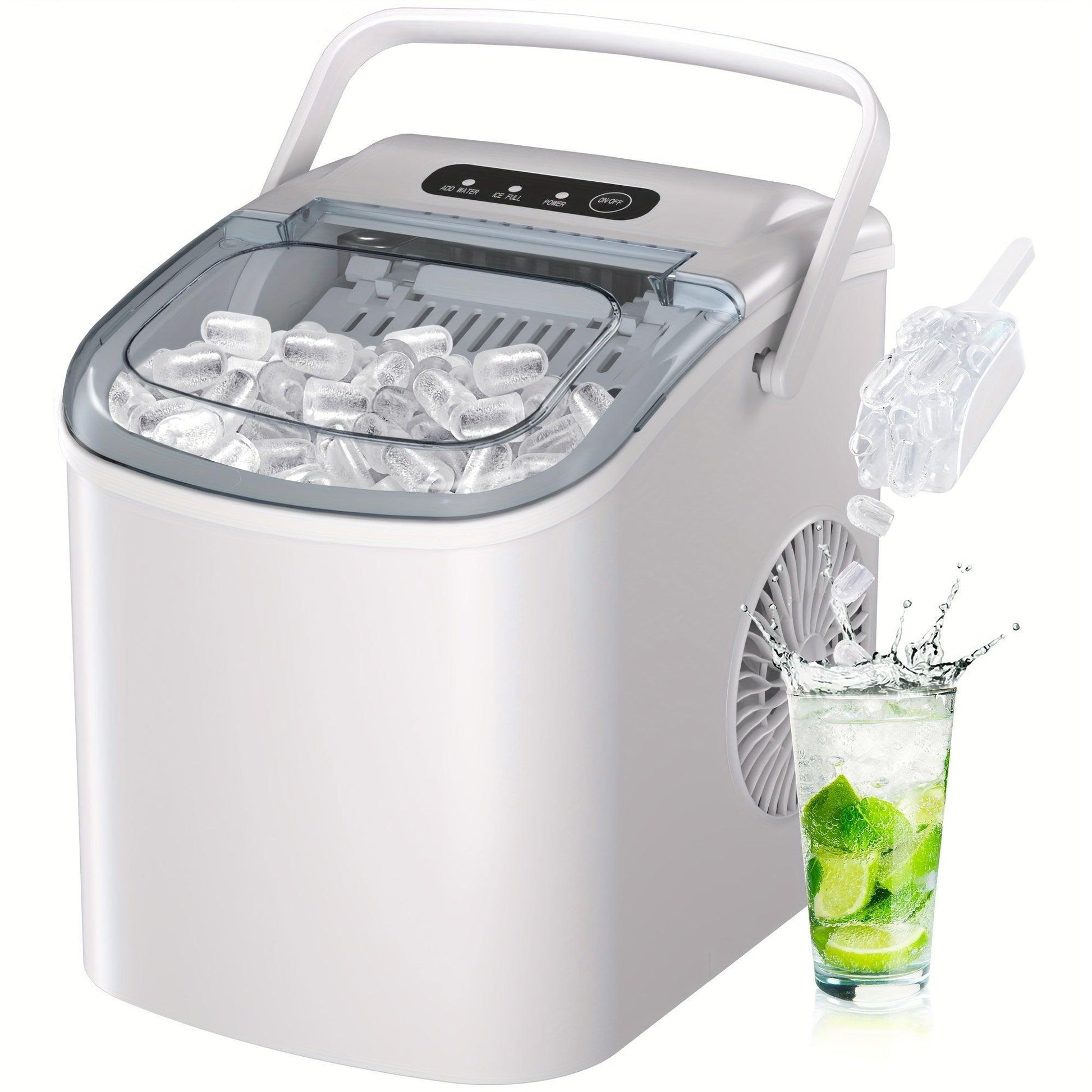 ATH- 26.5 Pounds Daily Capacity High-Efficiency Ice Maker - Quick 6-Minute Production of 9 Bullet Ice Cubes, Compact Self-Cleaning - Smartify4u