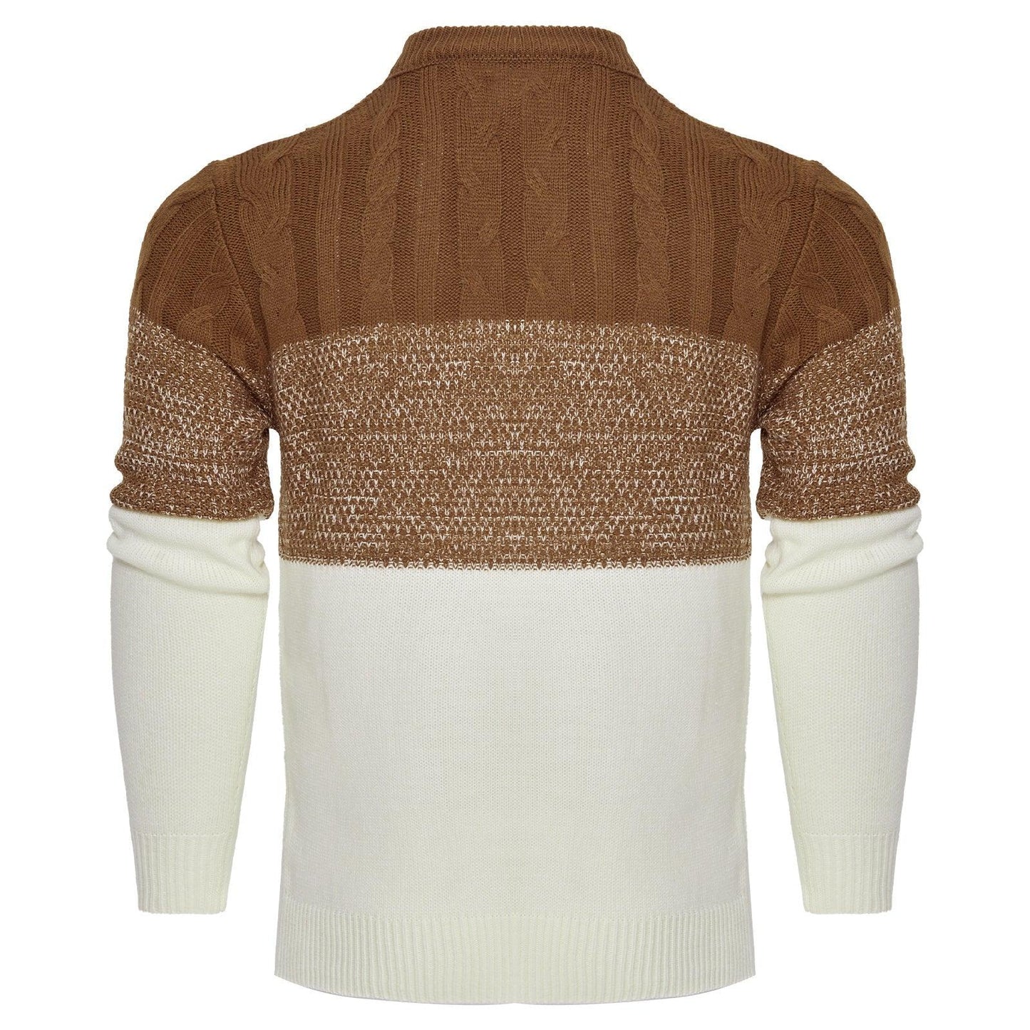 ACM- Men's Casual Color Block Long Sleeve Cable Knit Pullover Sweater - Smartify4u