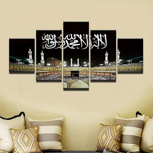 ATI- 5pcs Canvas Print Mecca Hajj Islamic Muslim Wall Art Picture Home Decor - Smartify4u