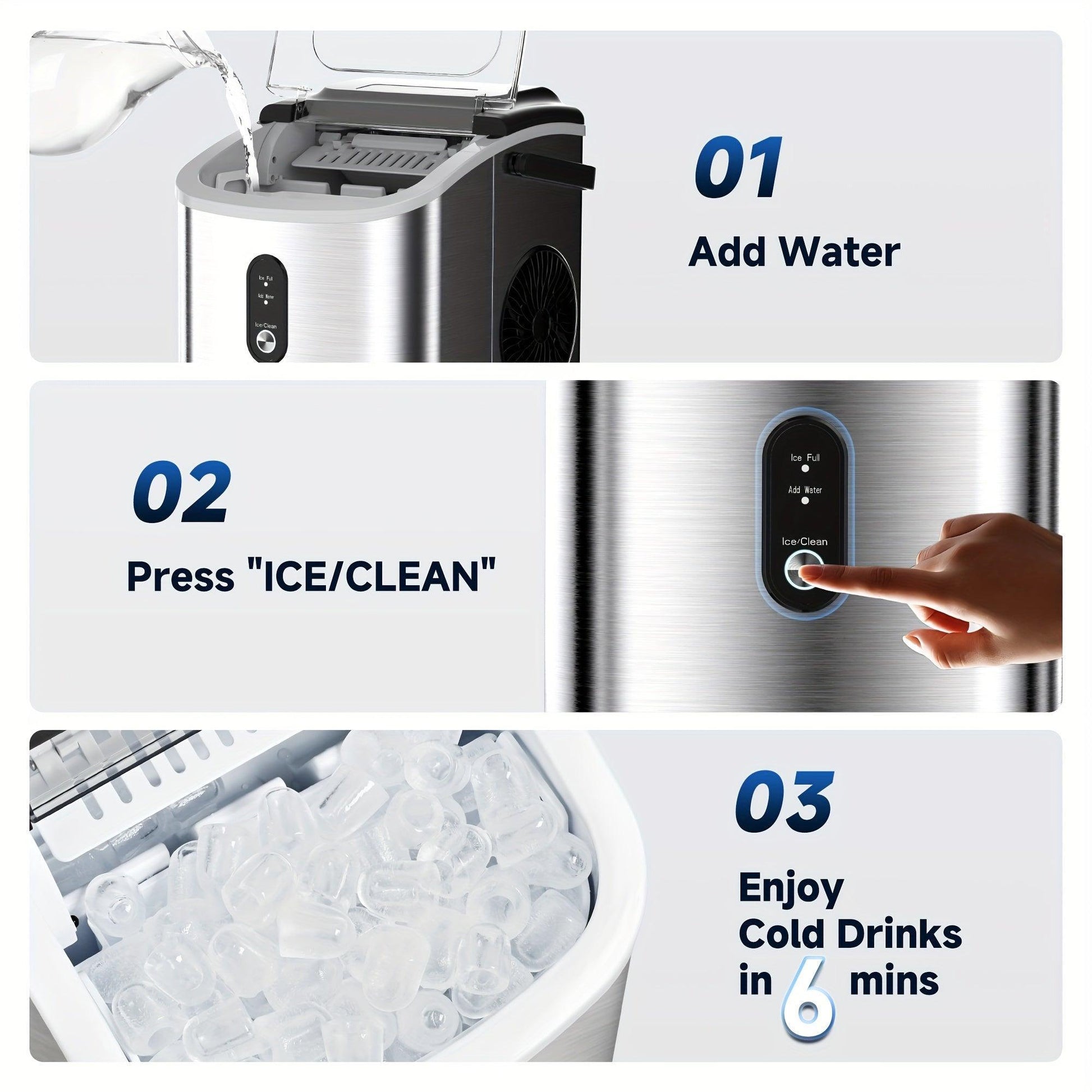 ATH- 26.5 Pounds Daily Capacity High-Efficiency Ice Maker - Quick 6-Minute Production of 9 Bullet Ice Cubes, Compact Self-Cleaning - Smartify4u