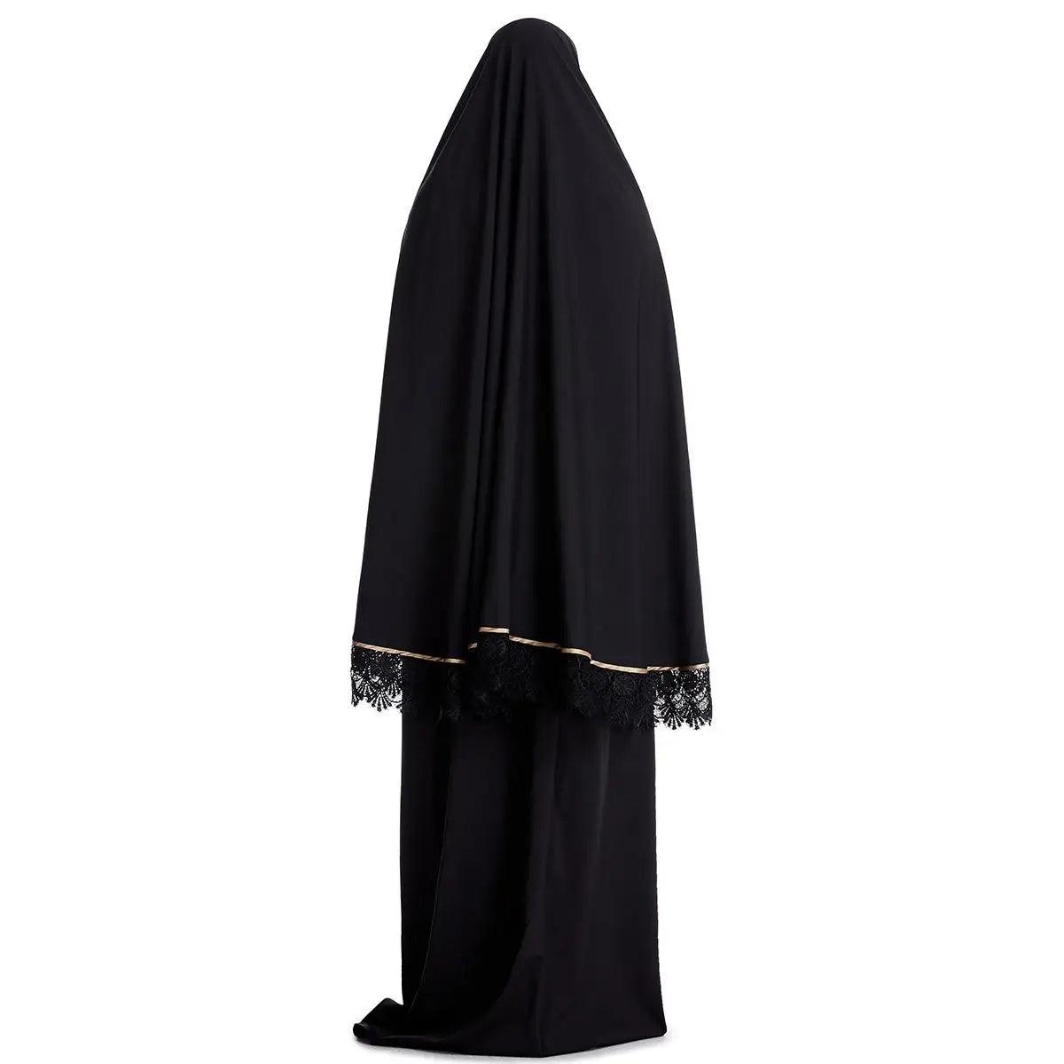 AAI- Women Hijab Abaya Muslim Prayer Garment Clothes Islamic Niqab Khimar Caftan Full Cover Dress 2pcs - Smartify4u