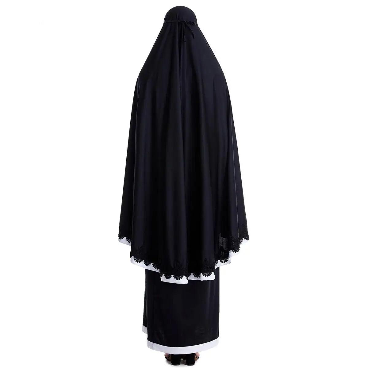 AAI- Women Hijab Abaya Muslim Prayer Garment Clothes Islamic Niqab Khimar Caftan Full Cover Dress 2pcs - Smartify4u