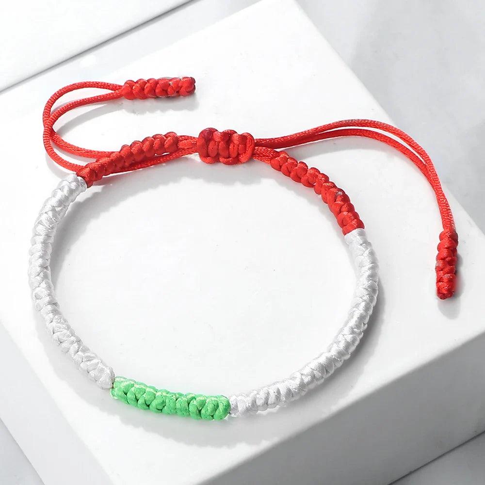 AAP- Palestine Flag Bracelet Green Black Blue Rope Braid Bangles Middle East Country Flags Color - Smartify4u