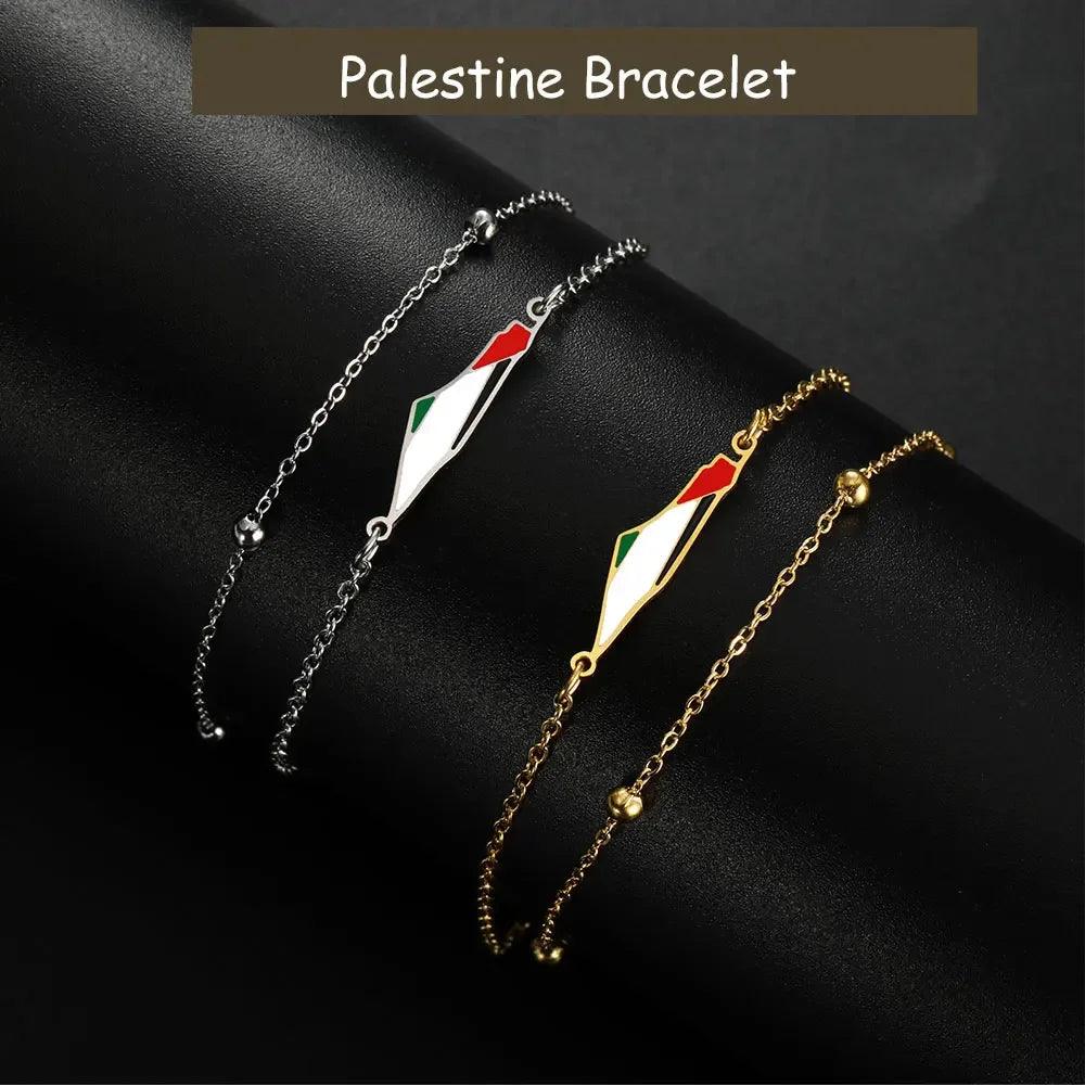 AAP- Cazador Palestine Map Double Layers Beads Chain for Women Stainless Steel Jewelry Charm Bracelet 2024 - Smartify4u