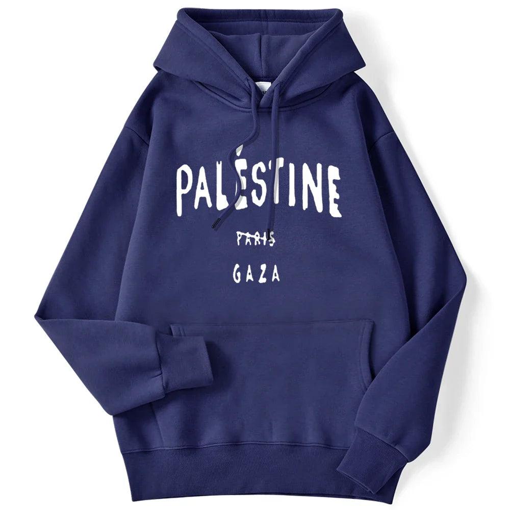 AAP- Winter Woman Hoodies Palestine Gaza Letter Printed Pullovers Breathable Loose Warm Pocket Sweatshirts Casual Ladies - Smartify4u