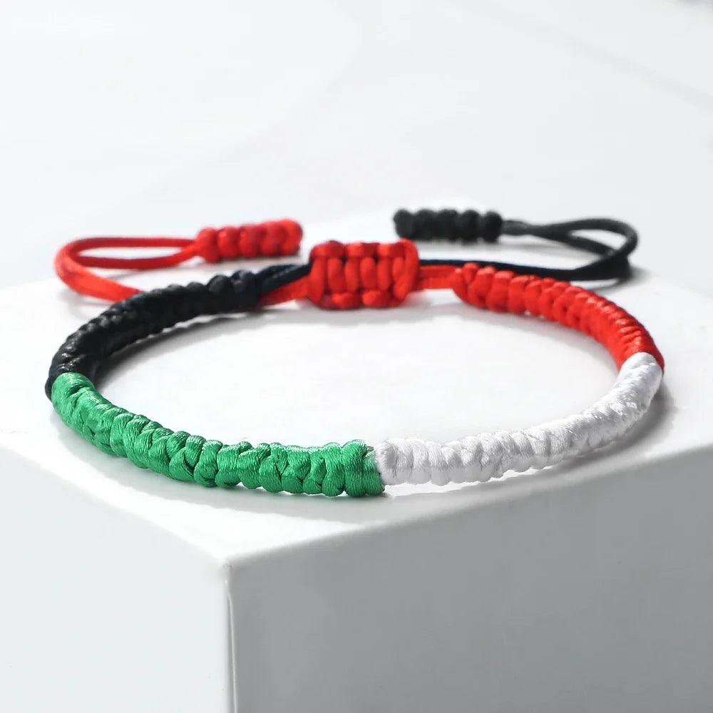 AAP- Palestine Flag Bracelet Green Black Blue Rope Braid Bangles Middle East Country Flags Color - Smartify4u