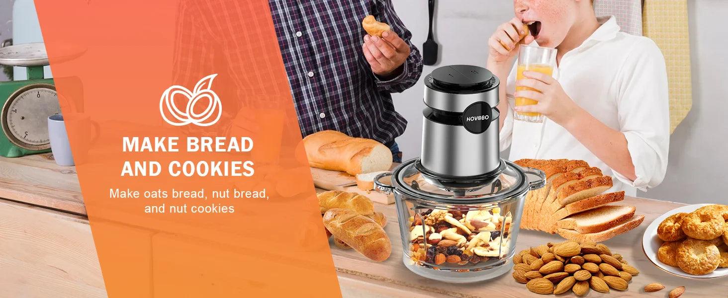 AAH- Food Processor, 500W Electric Meat Grinder Food Chopper with Two 8 Cup Bowls & 2 Bi-Level Blades, 2 Speed - Smartify4u