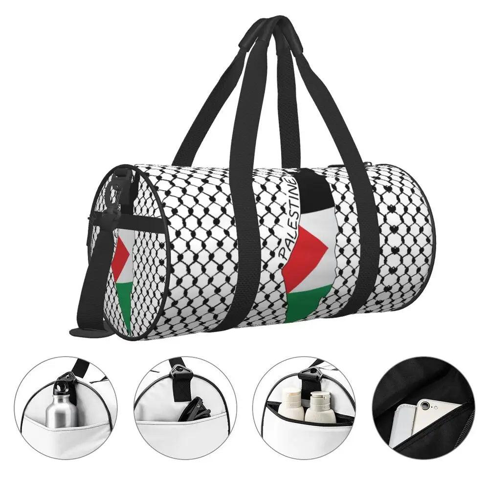 AAP- Palestine Flag Map Travel Bag Kufiya Hatta Swimming Gym Bag Men's Design Large Capacity - Smartify4u