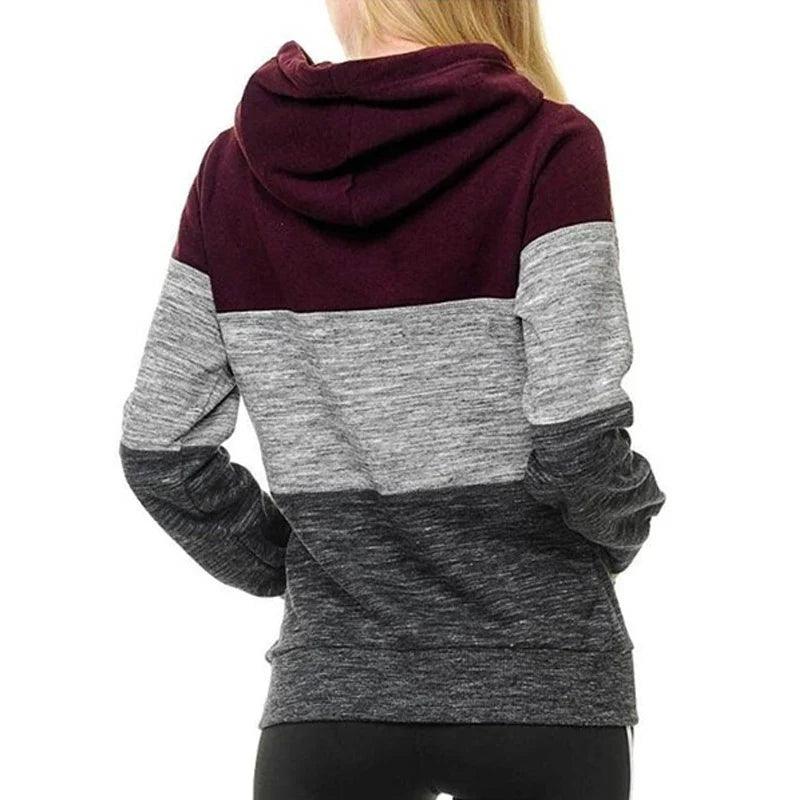 AAW- New Women's Long Sleeved Pants Set Wool Pullover Sweatshirt Tri Color Panel Hoodie Top Sweatpants Set Plus Size S-4XL - Smartify4u