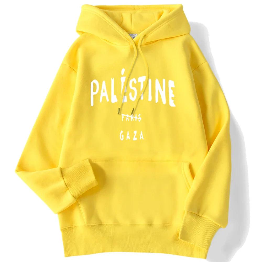 AAP- Winter Woman Hoodies Palestine Gaza Letter Printed Pullovers Breathable Loose Warm Pocket Sweatshirts Casual Ladies - Smartify4u