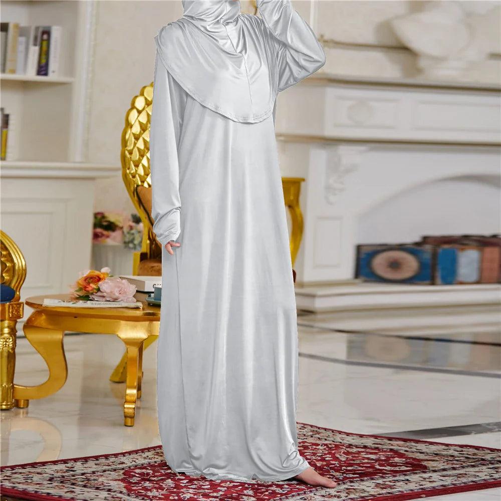 AAI- Women's Prayer Garment Muslim Abaya Kaftan Jilbab with Hijab Abaya Islamic Dress Robe - Smartify4u