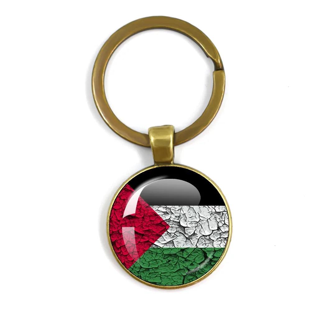 AAP- Personalized Art Patterns Palestine Nation Flag Emblem 25mm Glass Cabochon Keychain Key Rings for Women Men - Smartify4u