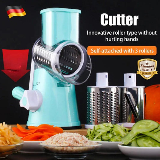 AAH- 3 In 1 Slicing Grater Manual Rotary Cheese, Food Processor Blender Potato Slice Chopper Stainless Steel - Smartify4u