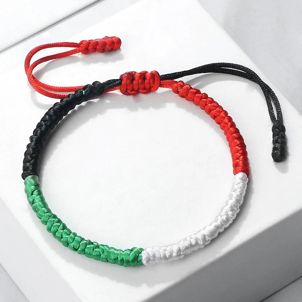 AAP- Palestine Flag Bracelet Green Black Blue Rope Braid Bangles Middle East Country Flags Color - Smartify4u