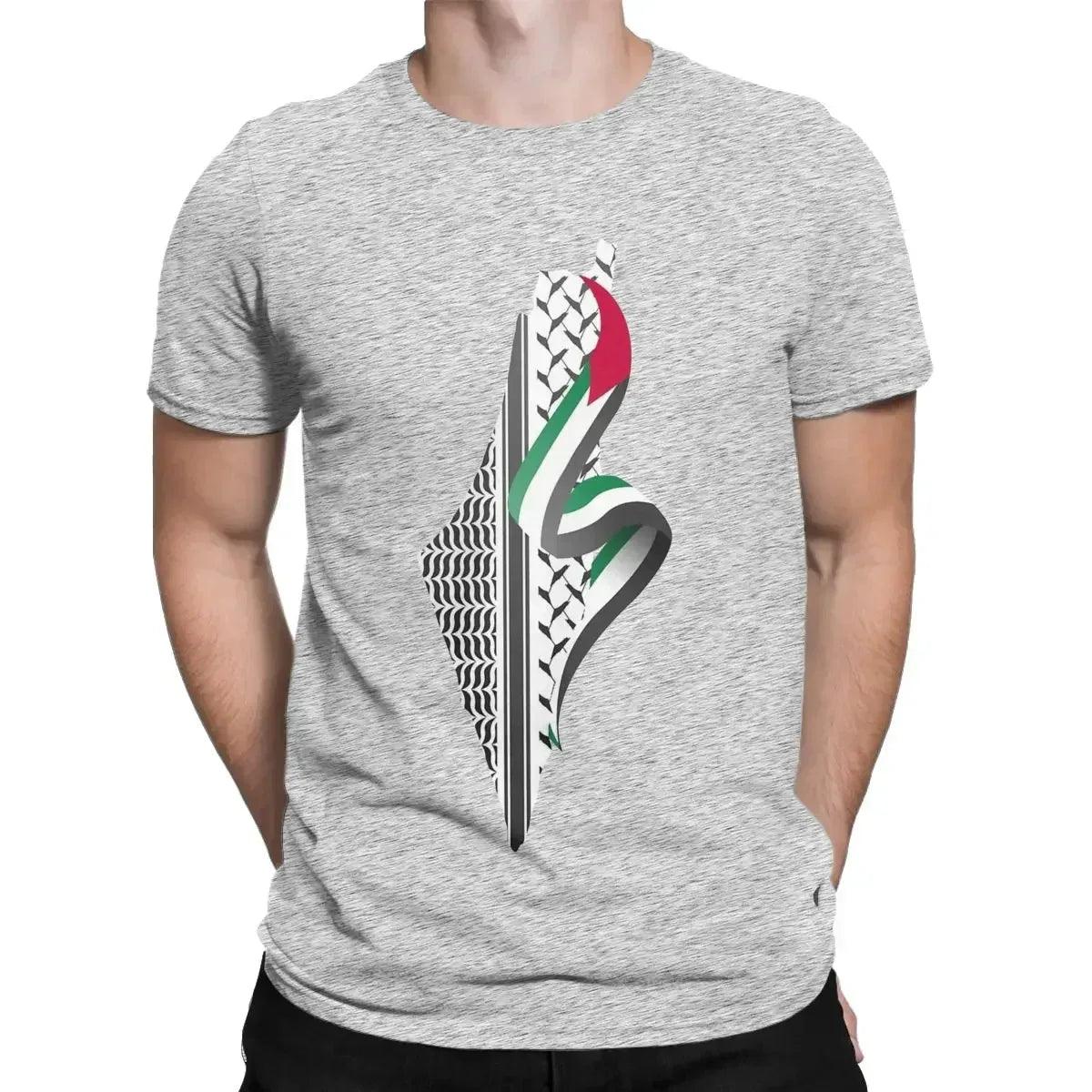 AAP- Keffiyeh Printed Palestine Map T-Shirt Crew-neck Short Sleeve Cotton Oversized Casual Street Men Women - Smartify4u