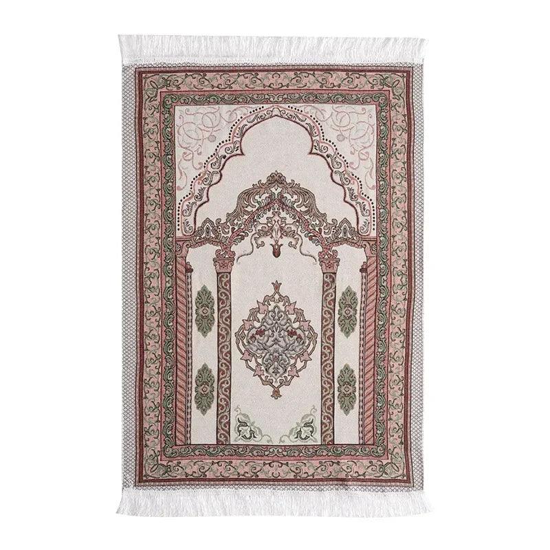 AAI- Arabic Muslim Prayer Carpet Fringed Embroidered Flower Pattern Rectangular - Smartify4u