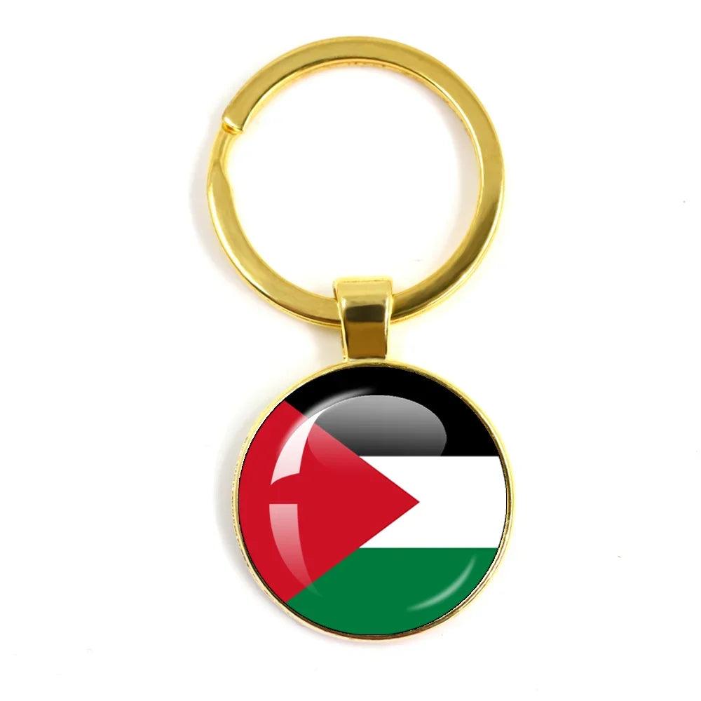 AAP- Personalized Art Patterns Palestine Nation Flag Emblem 25mm Glass Cabochon Keychain Key Rings for Women Men - Smartify4u