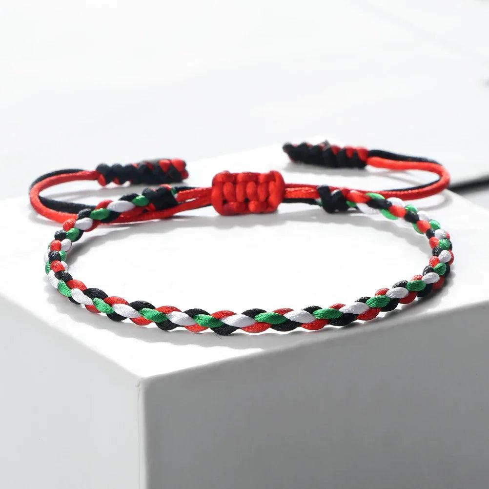 AAP- Palestine Flag Bracelet Green Black Blue Rope Braid Bangles Middle East Country Flags Color - Smartify4u